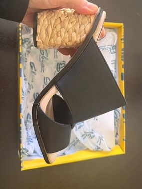 NEW 💖 Sbicca Black Chunky Heel Wedge Sandals